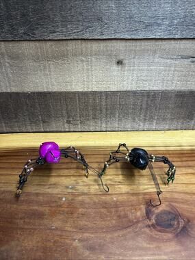 2 Hanging Bell Spiders Beaded Legs